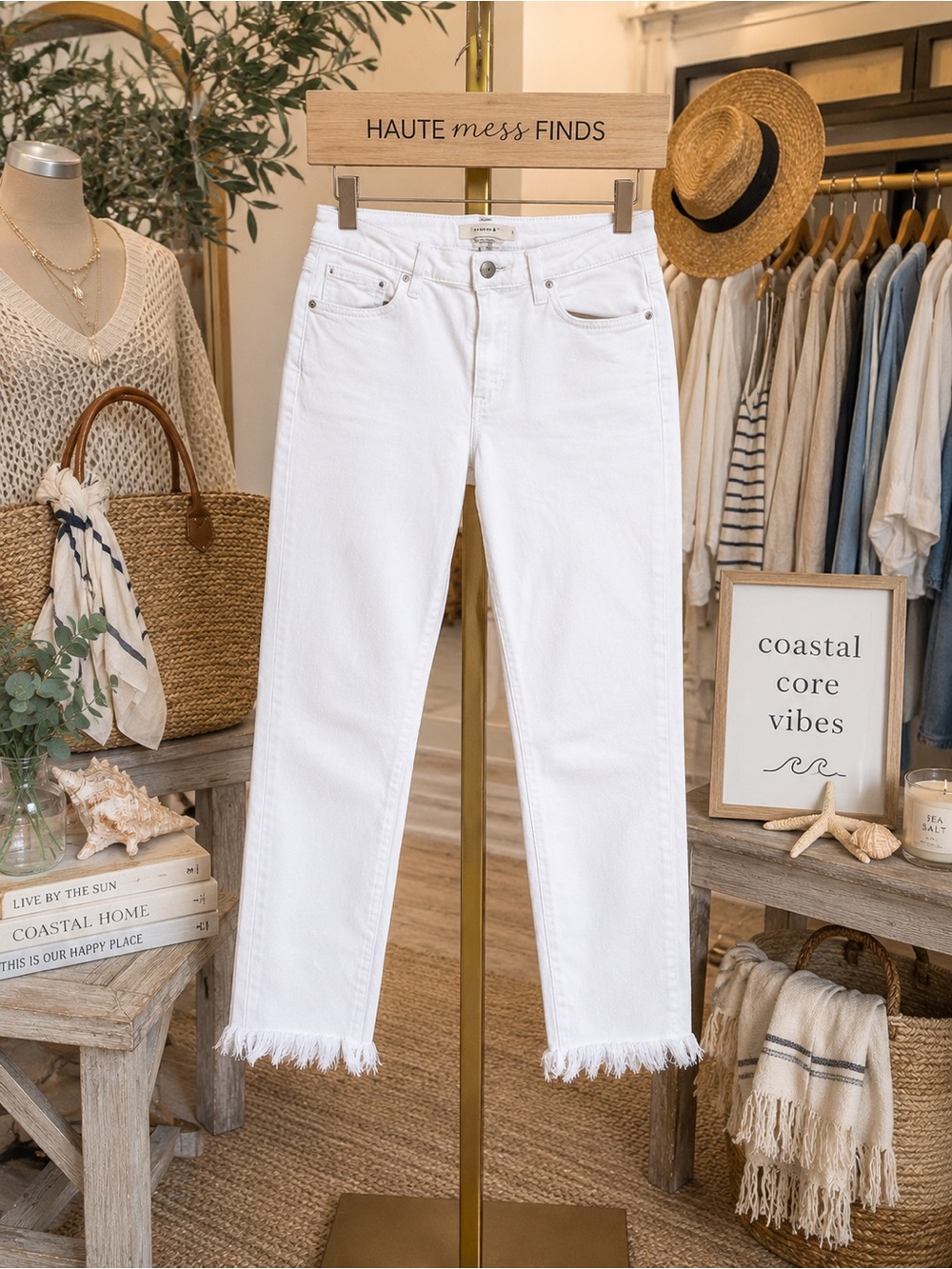 JOE’S Jeans White High Rise Straight Crop Frayed Hem Jeans W29